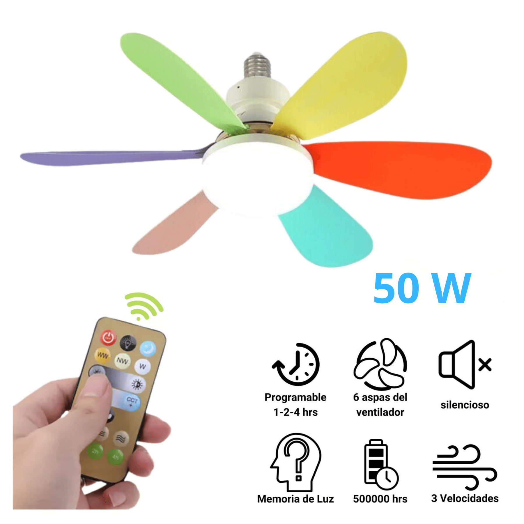 Ventilador De Techo De 6 Aspas Tipo Flor Con Luz Led